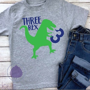 Three Rex T Rex Shirt, Boys Birthday Shirt, Dinosaur Kids Shirt, Dinosaur Birthday, Kids Birthday Shirt, Third Birthday Shirt image 1