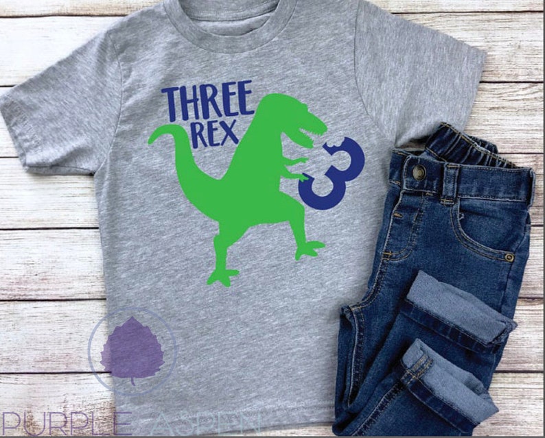 Three Rex T Rex Shirt, Boys Birthday Shirt, Dinosaur Kids Shirt, Dinosaur Birthday, Kids Birthday Shirt, Third Birthday Shirt image 1