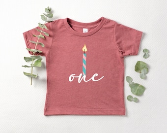Girls Birthday Shirt / Girls 1st Birthday / 1 Birthday Shirt with candle / One Year Old Birthday / Girl Birthday /  1st birthday tee shirt