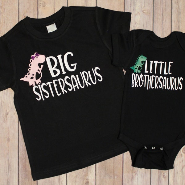 Big Sistersauraus Shirt, Little Brothersauraus Bodysuit, Little Brothersauraus Bodysuit, Dinosaur Sibling Shirts, Dinosaur Shirts, Dinosaur