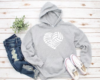 Volleyball Heart Graphic Hoodie: Girls & Adult Sizes Available