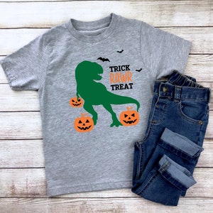Trick RAWR Treat Shirt / Trick or treat tee shirt / Trick or treat truck shirt / Boy trick or treat shirt / halloween shirt / kids halloween