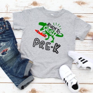 Bereit zum zerdrücken Pre-K / Pre-K Shirt / Jungen Pre-K Shirt / Jungen-Vorschul-Shirt / Jungen-Schule-T-Shirts / Dinosaurier-Schul-Shirt / Pre-k Dinosaurier