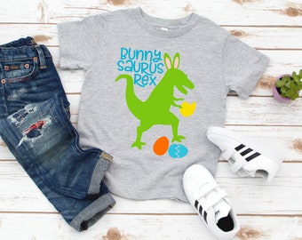 Bunnysauraus Rex Tee Shirt, Easter Shirt for boys, boys easter shirt, girls easter shirt, dinosaur easter shirt, dinosaur easter tee