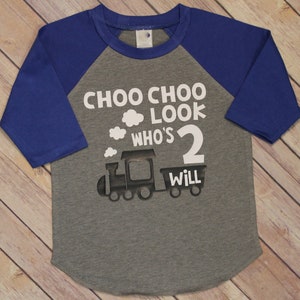 Boys Second Birthday Shirt - Choo Choo Look Who&#39;s Two - Two Birthday Shirt - Second Birthday - 2 Birthday Shirt - Choo Choo Look who&#39;s two