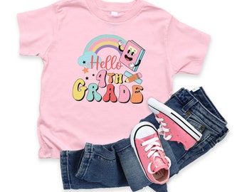 Hola Camisa de cuarto grado / Camisa de cuarto grado / Camiseta de cuarto grado / Camisa de cuarto grado / Regreso a la escuela Cuarto grado / Niñas 4to grado