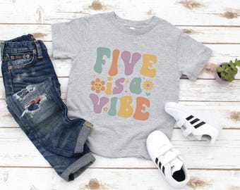 Five is a Vibe Birthday Shirt Girls 5th Birthday