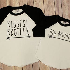 Biggest Brother Shirt, Big Brother Shirt, Brother Shirts, Big Brother, Biggest Brother, Big Bro, New Baby Announcement, Brother Raglan Shirt image 1