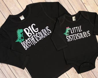 Shirt Big Brothersaurus, bijpassende set dinosaurus Little Sistersaurus