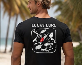 Heren visshirt, kunstaas t-shirt, visshirt, vaderdag t-shirt, gelukslokshirt, visshirt met korte mouwen, vislok top