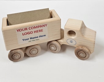Tarjetero de madera personalizado para camión semirremolque: regalo para un nuevo trabajo