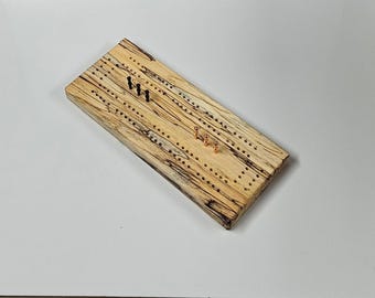 Tablero de cribbage de madera recuperada: juego de cartas personalizado con clavijas de metal