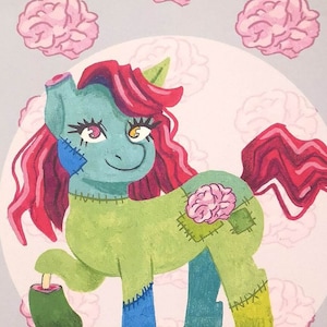 MLP My Little Pony Stitcherella Rigamortia Halloween Spooky Zombie Patches Horse OC Original Character Print Gift Present Brony Pegasister