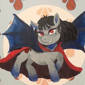 MLP My Little Pony Sangrine Blackwing Halloween Spooky Vampire Gothic Horror Horse OC Original Character Print Gift Present Brony Pegasister