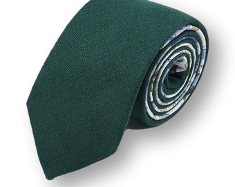 EMERALD Green Tie, Vintage Floral Necktie, Skinny Men&#39;s Tie