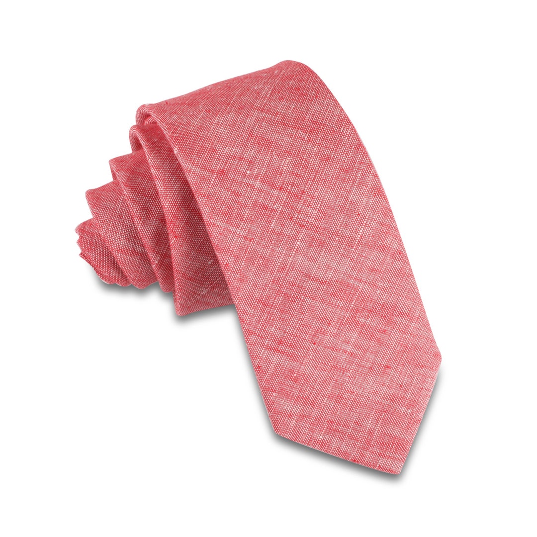 25% OFF TIE SALE Linen Tie, Red Linen Tie, Skinny Mens Tie, Skinny Tie ...