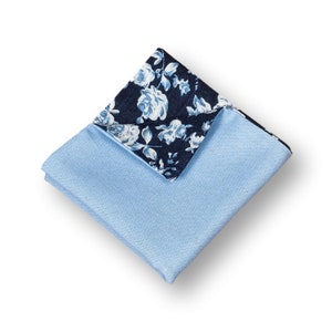 Blue Floral 2 sided Pocket Square