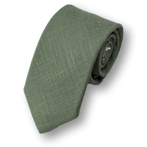 Green Men's necktie, Skinny Necktie, Skinny Tie, Skinny Mens Tie, Skinny tie, Linen Skinny Tie.