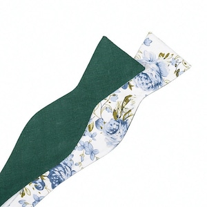 Emerald-Green Self tie Bowtie. Mens Self-tie bowtie. Two Sided. Two Styles