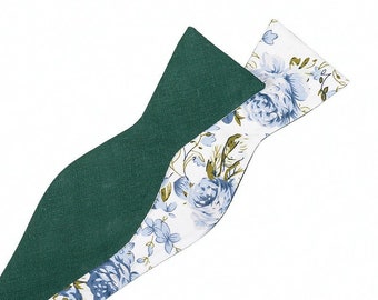 Emerald-Green Self tie Bowtie. Mens Self-tie bowtie. Two Sided. Two Styles