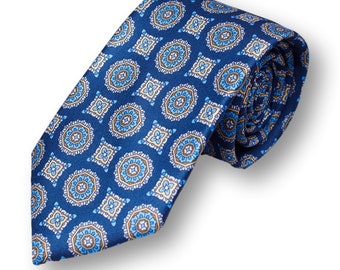 Mens Necktie, Skinny Tie, Mens Fashion Blue Floral Ties, Groomsmen Tie, Wedding Tie, Cotton Tie, Groomsmen Gift