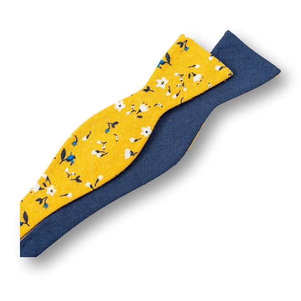 Floral and Solid Self tie Bowtie. Mens Self-tie bowtie. Two Sided. Two Styles