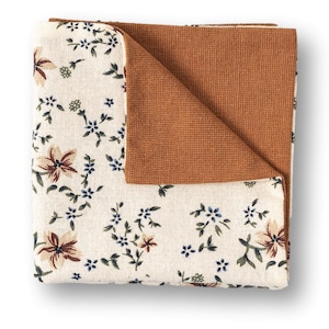 Brown Floral 2 sided Pocket Square
