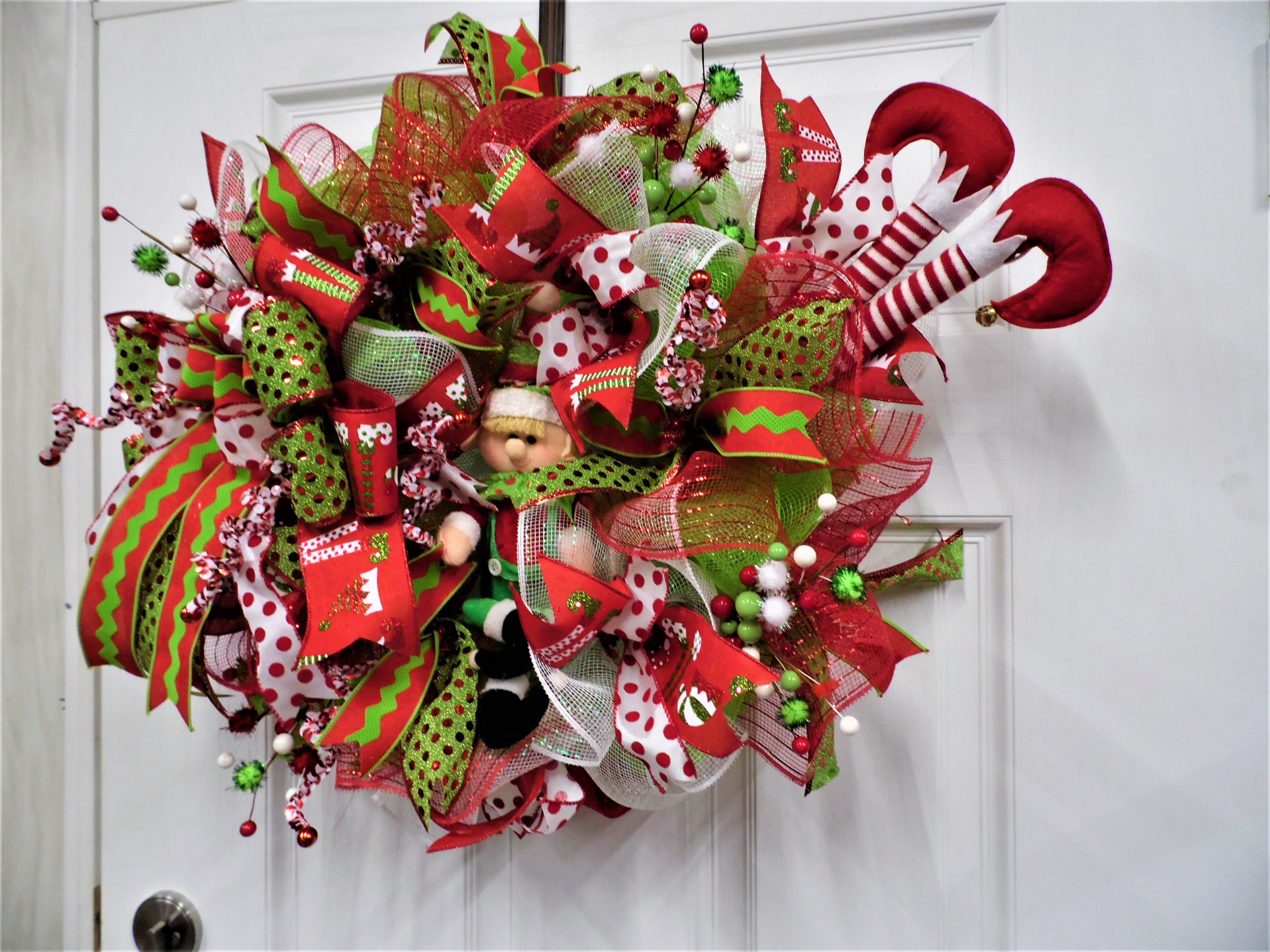 Adorable Elf Wreath Elf Wreath With Legs Whimsical Elf | Etsy