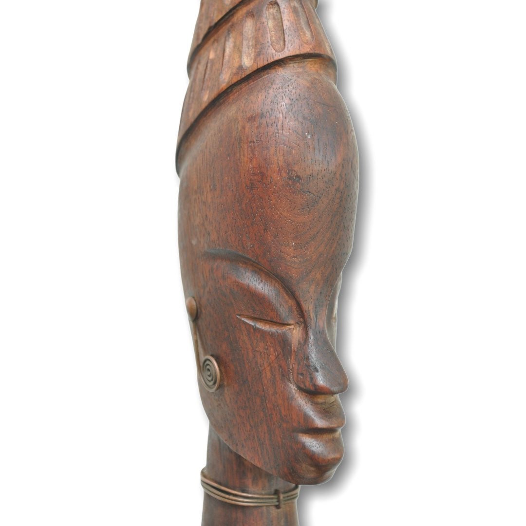 Vintage Mid Century Modern African Art Wood Woman Sculpture Etsy
