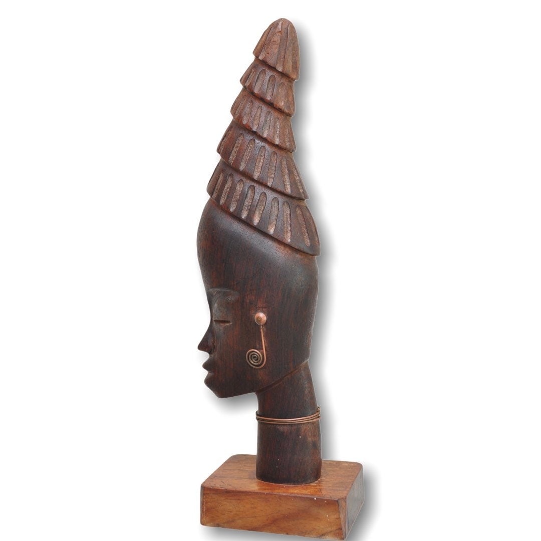 Vintage Mid Century Modern African Art Wood Woman Sculpture Etsy