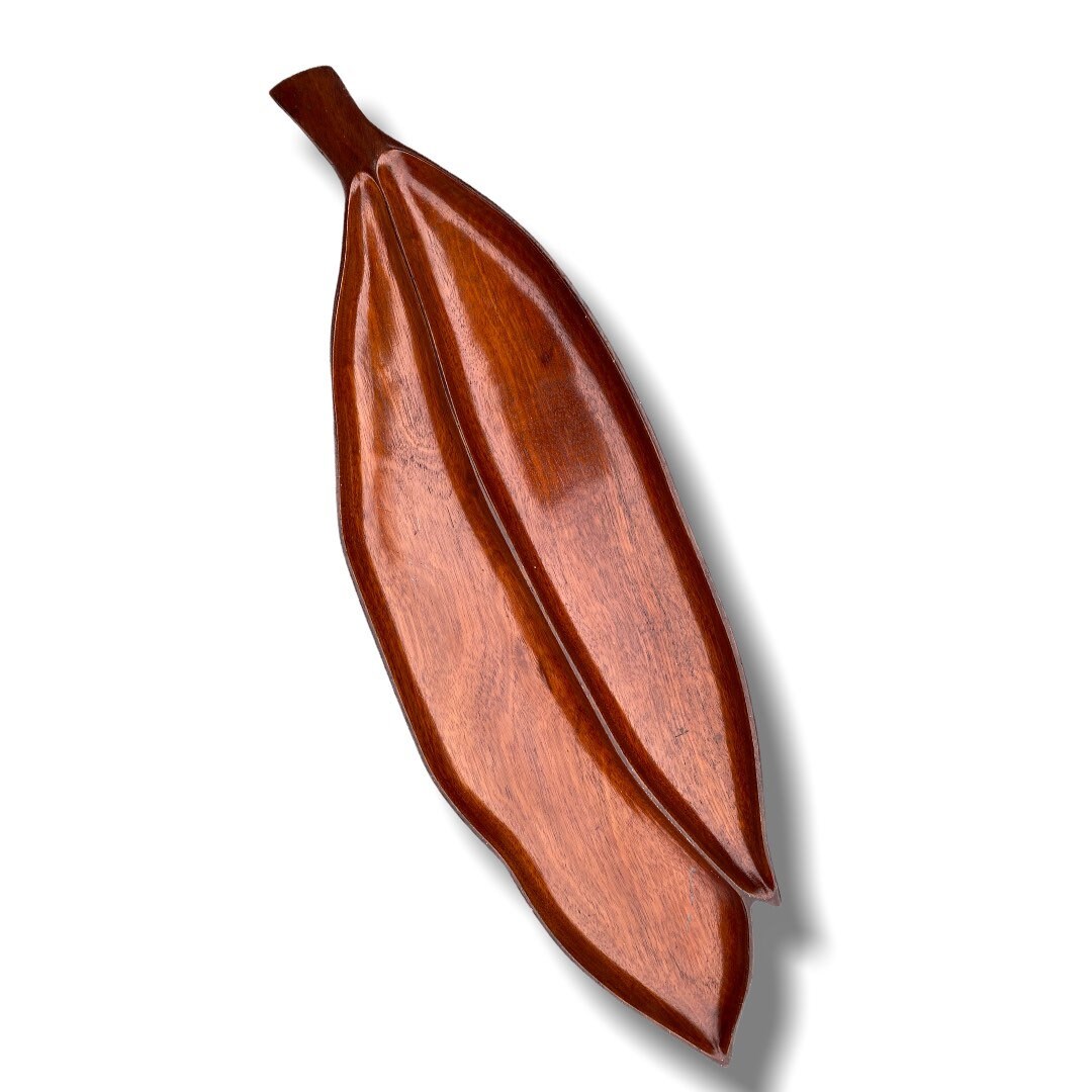 Vintage Mahogany Wood Leaf Tray Made in Haiti Decorative Home Etsy