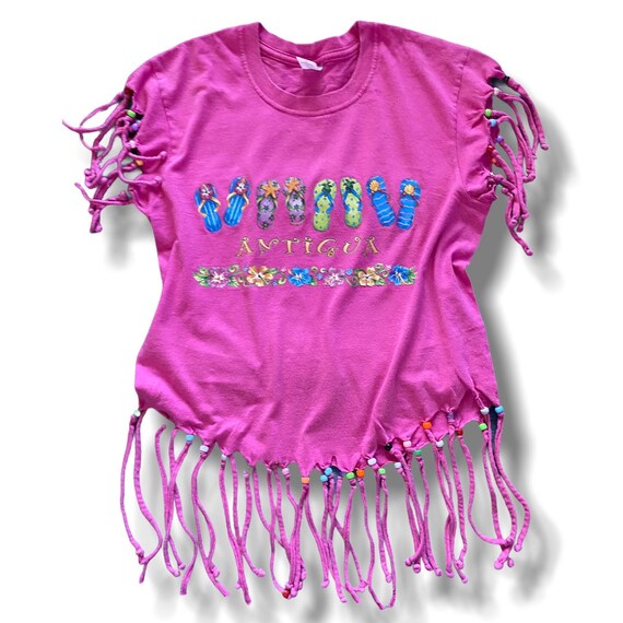 Vintage Antigua Souvenir T-shirt With Beaded Fringe 80s Caribbean Island  Tshirt S/m - Etsy