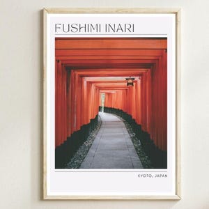 Fushimi Inari Travel Print: Kyoto Senbon Torii Shrine - Minimalist Japanese Wall Art