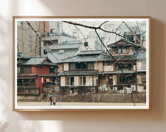 Vintage Kyoto Photography Print: Kamo River Japan Travel Art