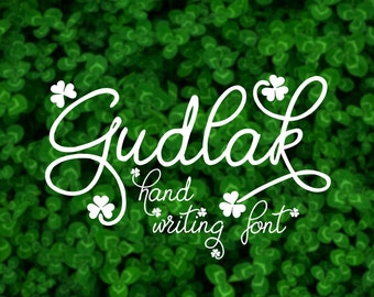 Digital font, Gudlak font, handwritten font, hand lettered typeface, Commercial use, TTF, OTF, Instant Download
