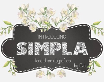 Simpla Font, Monogram, Initials, Capital letters, hand drawn typeface, Commercial License, Instant download, TTF, OTF