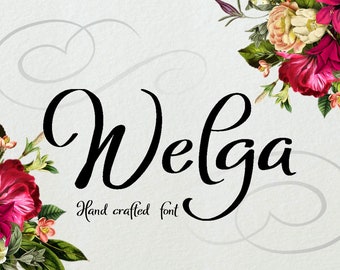 Digital font, Welga font, handwritten font, script font, hand lettered typeface, Commercial use, TTF, OTF, Instant Download