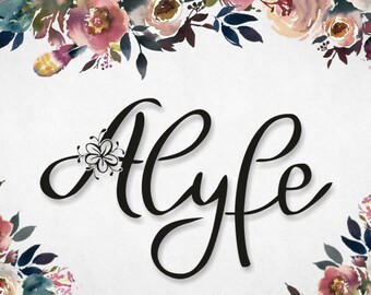 Digital font, Alyfe font, handwritten font, decorated initials, monogram font, hand lettered typeface, Commercial use, Instant Download
