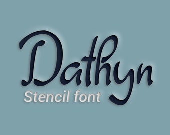 Digital font, Dathyn font, stencil font, hand lettered typeface, Commercial use, TTF, OTF, Instant Download