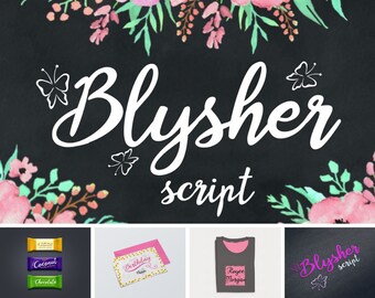 Blysher font, butterfly initials, handwritten font, script, font download, butterfly monogram, Commercial use, TTF, OTF, Instant Download