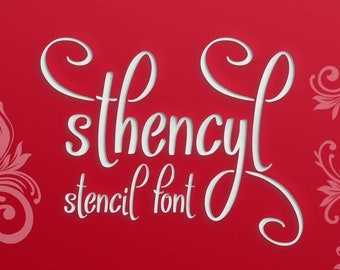 Sthencyl font, stencil font, handwritten typeface, craft font, Commercial use, TTF, OTF, Instant Download