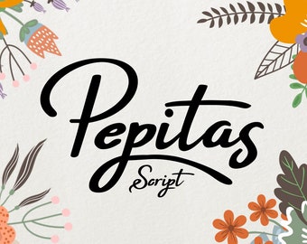 Pepitas font, handwritten font, signature, script, hand writing typeface, craft font, Commercial use, TTF, OTF, Instant Download