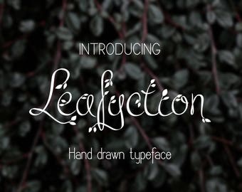 Commercial Font, Leafyction font, hand drawn typeface, hand sketched font, Commercial Download, TTF, OTF