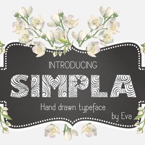 Simpla Font, Monogram, Initials, Capital letters, hand drawn typeface, Commercial License, Instant download, TTF, OTF image 1