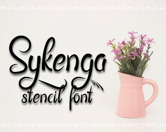 Elegant Script Stencil Font for Logos, Invitations & Craft Projects – Sykenga Typeface