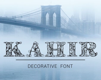 Kahir font, Digital Font, Monogram Font, Initials, hand drawn typeface, Commercial License, Instant download, TTF, OTF