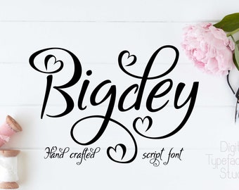 Bigdey font, ttf, handwritten font, hand lettered typeface, Commercial use, Copyright protected font