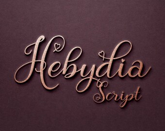 Hebydia font, handwritten font, calligraphy, script, hand writing typeface, downloadable font, Commercial use, TTF, OTF, Instant Download
