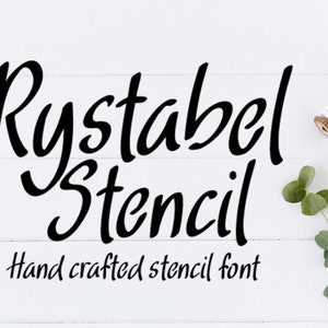 Fonte Rystabel, tipo de estêncil manuscrito, fonte de silhueta, fonte artesanal, uso comercial, TTF, OTF, download instantâneo