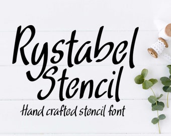 Rystabel font, handwritten stencil typeface, silhouette font, craft font, Commercial use, TTF, OTF, Instant Download